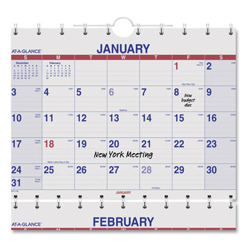AT-A-GLANCE® Move-a-page Three-month Wall Calendar, 12 X 27, White-red-blue Sheets, 15-month (dec To Feb): 2021 To 2023 freeshipping - TVN Wholesale